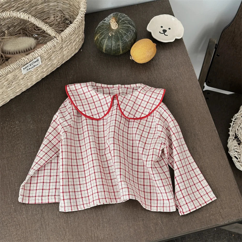 Cotton Baby Girls' Long Sleeve Plaid Blouse | Cute & Comfy Toddler Top