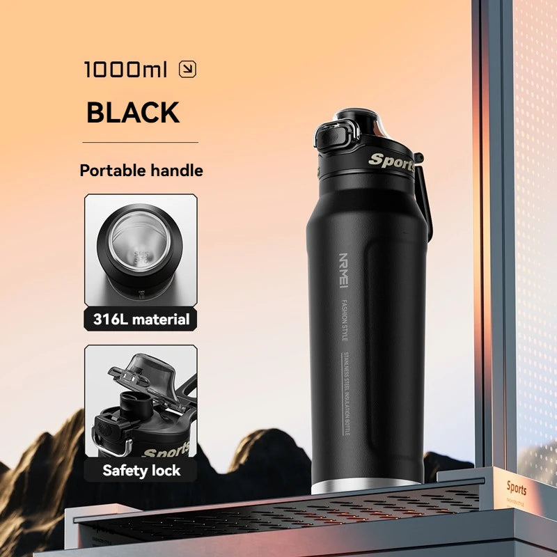1L Stainless Steel Thermos Bottle | Iced & Heat Insulated Flask