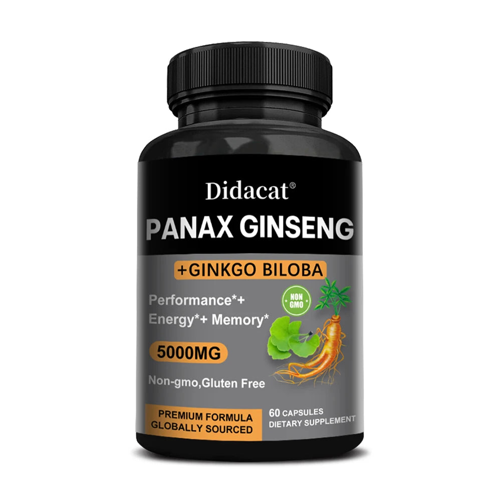High-Potency Korean Red Ginseng & Ginkgo Biloba Capsules