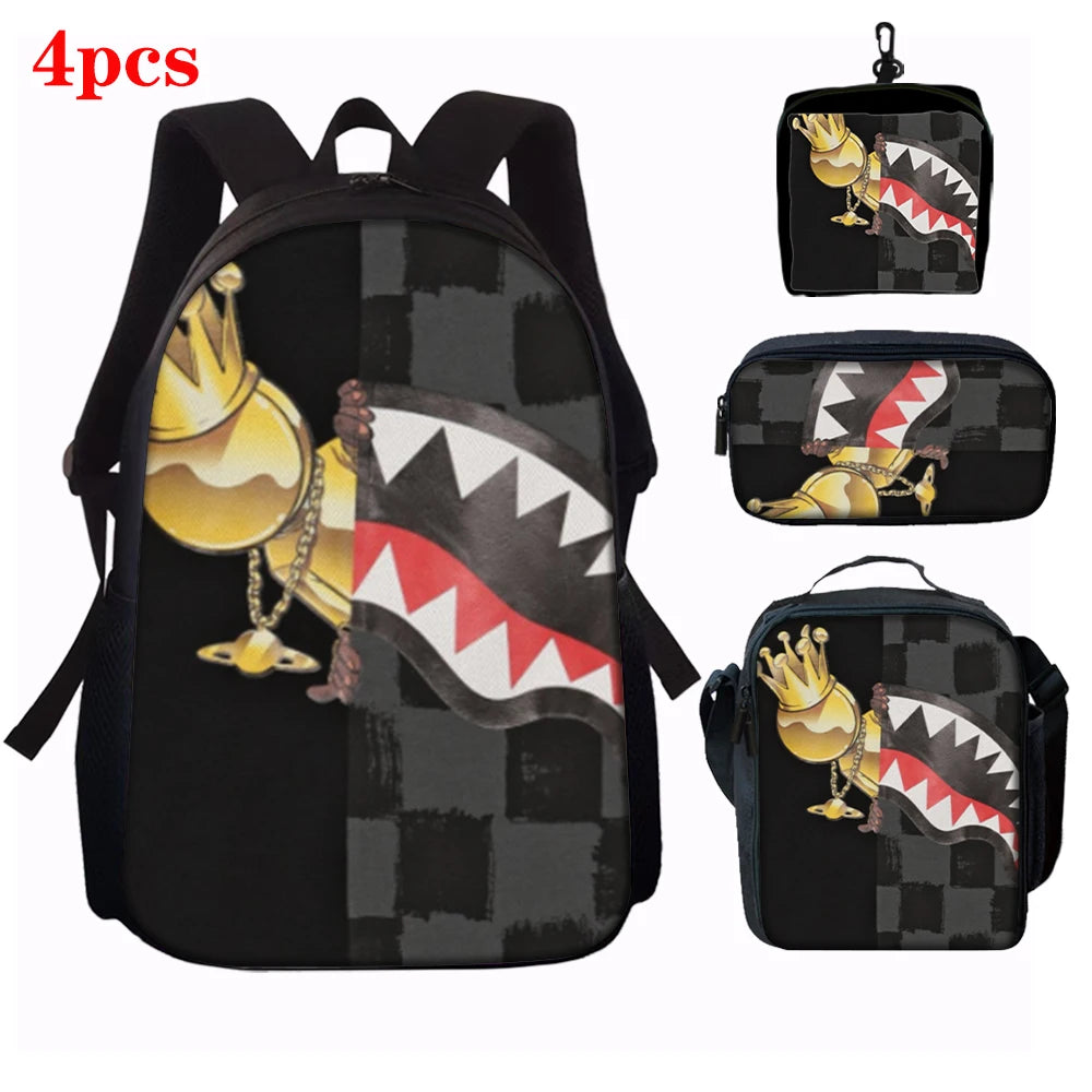 Trendy Shark Graphic Backpack Set | Ideal for School & Adventures