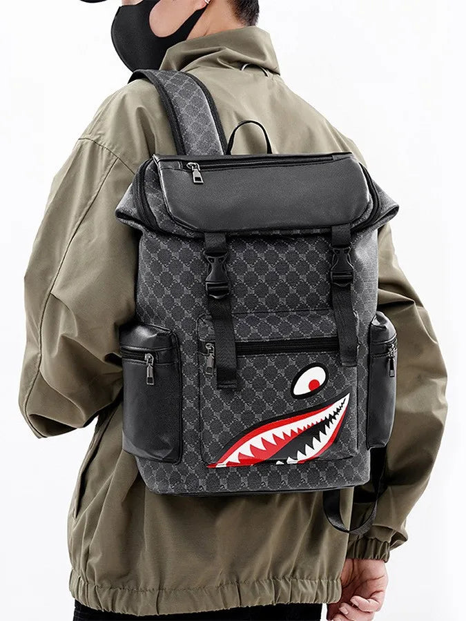 Large Capacity Waterproof Retro Shark Backpack for Outdoor Use