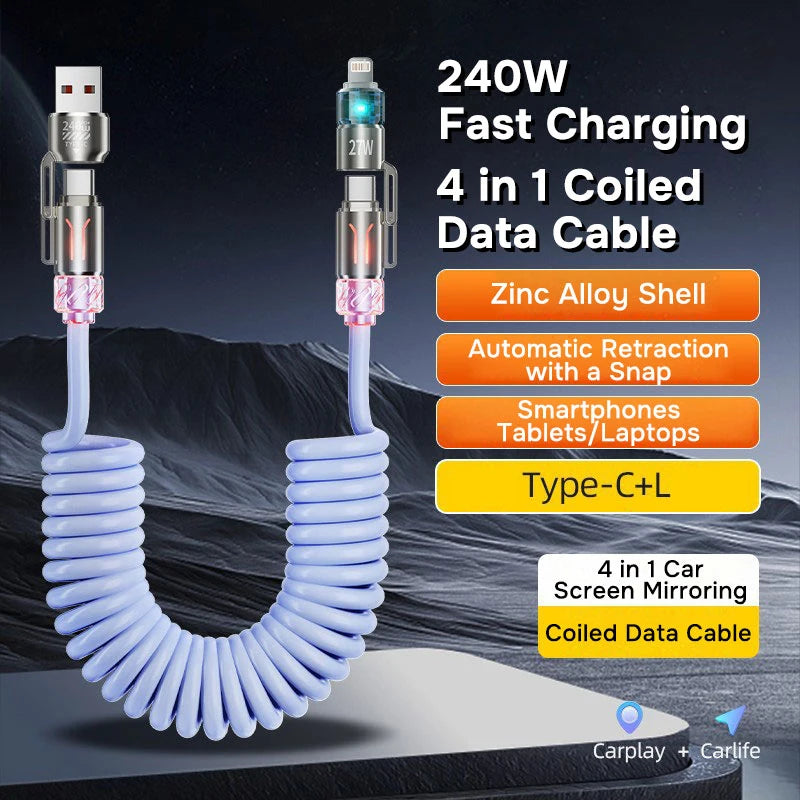 240W 4 in 1 USB Charger Cable | Fast and Versatile Charging