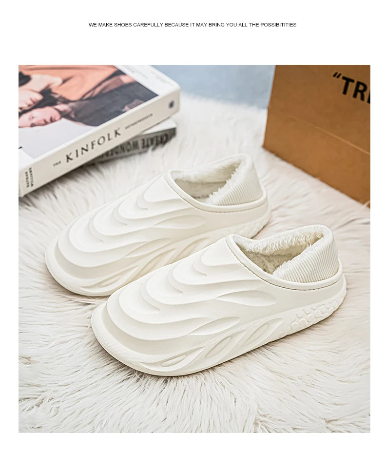 Men’s Velvet-Lined Winter Slippers | Cozy Non-Slip House Shoes