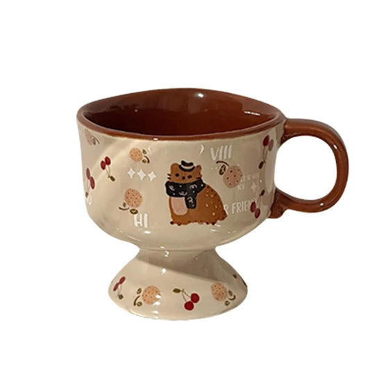 Taza de helado de cerámica estilo japonés vintage | Taza elegante