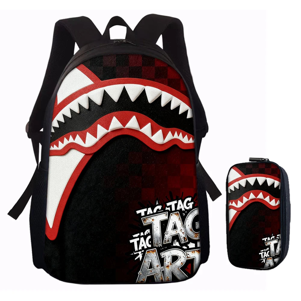 Trendy Shark Graphic Backpack Set | Ideal for School & Adventures