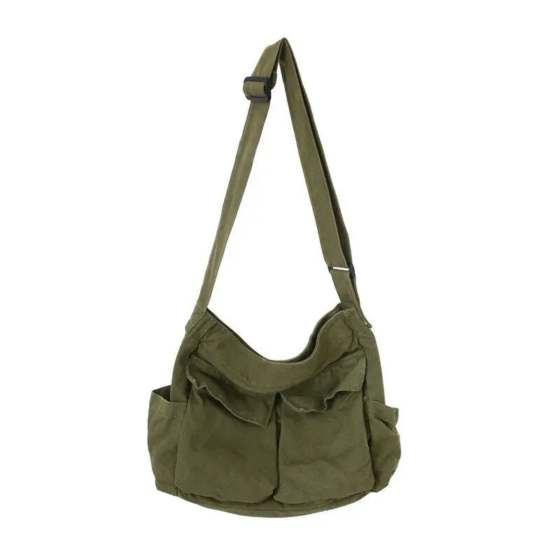Large Capacity Canvas Shoulder Bag | Versatile Retro Messenger Bag