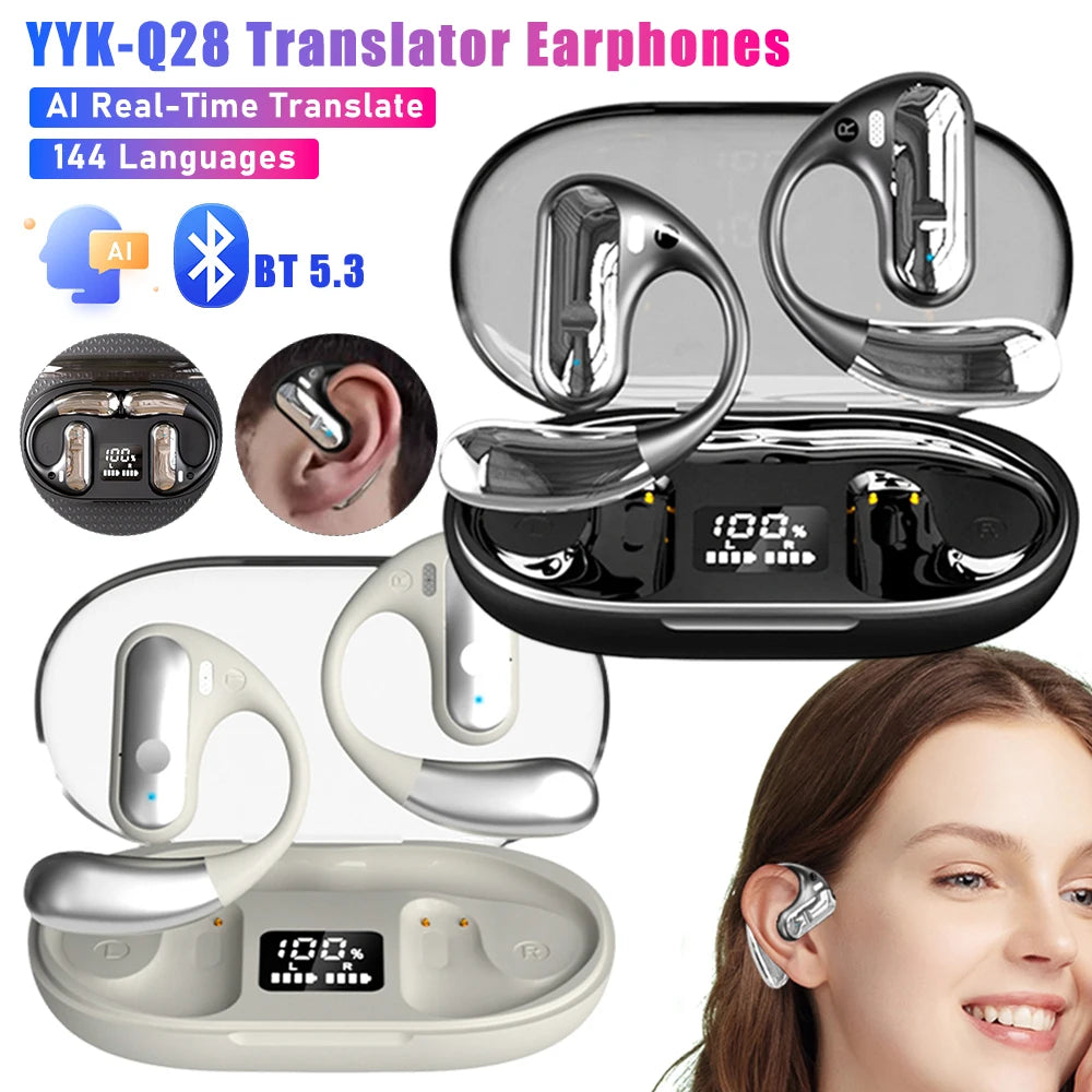 Wireless AI Earphone Translator | Real-Time 144 Languages Earbuds