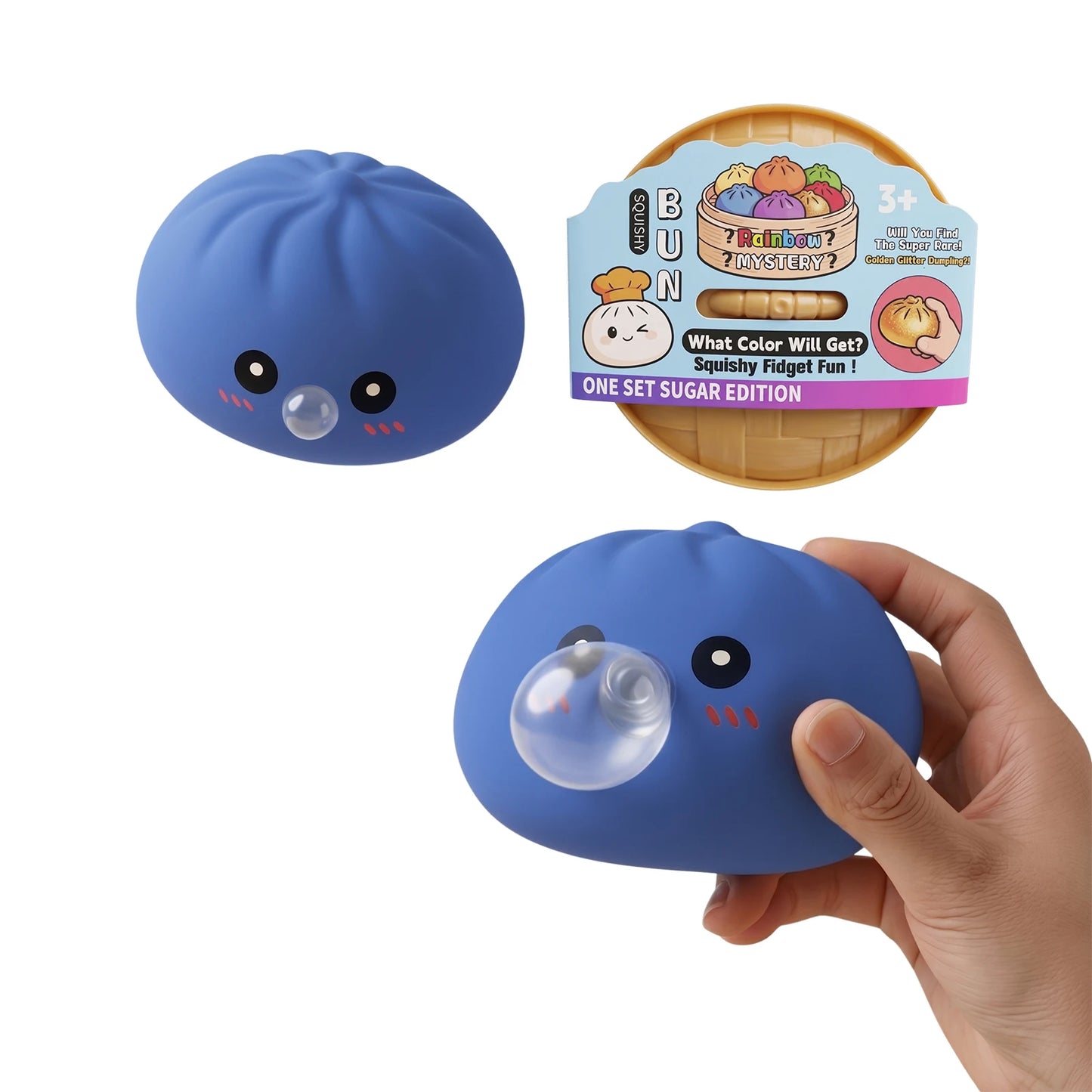 Dumpling Squishy Blow Bubbles Toy Stress Relief Squeeze Toy Cute Bubble Blowing Fidget Sensory with Steamer Stretchy Sensory