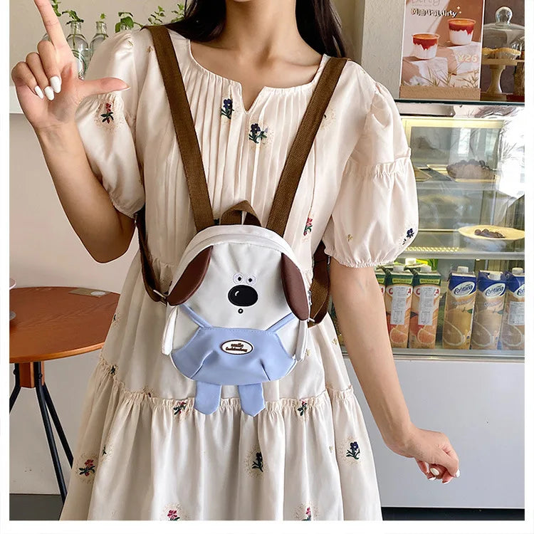 Cute Cartoon Dog Mini Backpack | Adjustable Canvas Travel Bag
