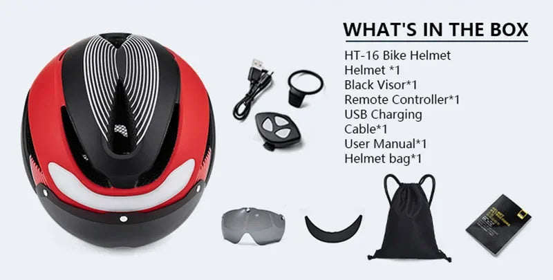 Ultralight Road Bicycle Helmet with LED Lights & Magnetic Goggles