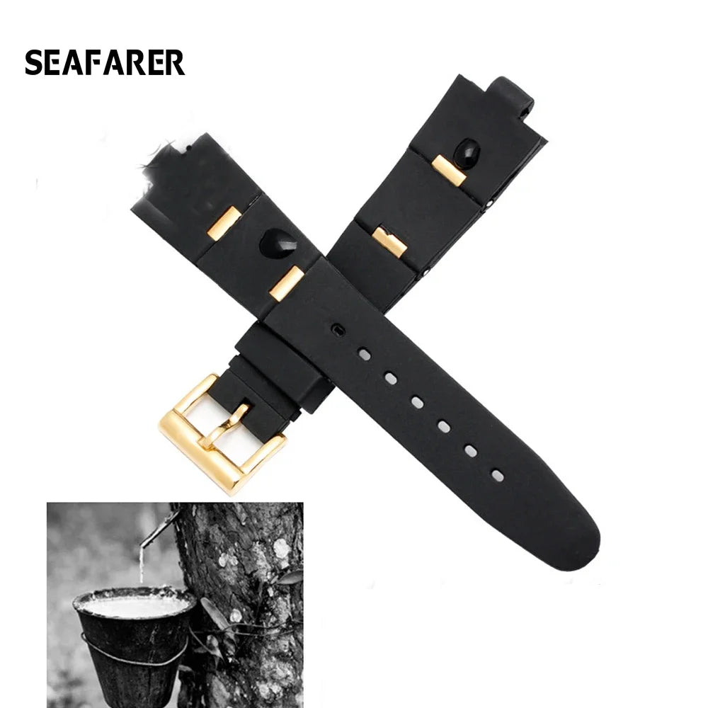Men's Black Rubber Replacement Watch Band Strap | Comfortable & Durable