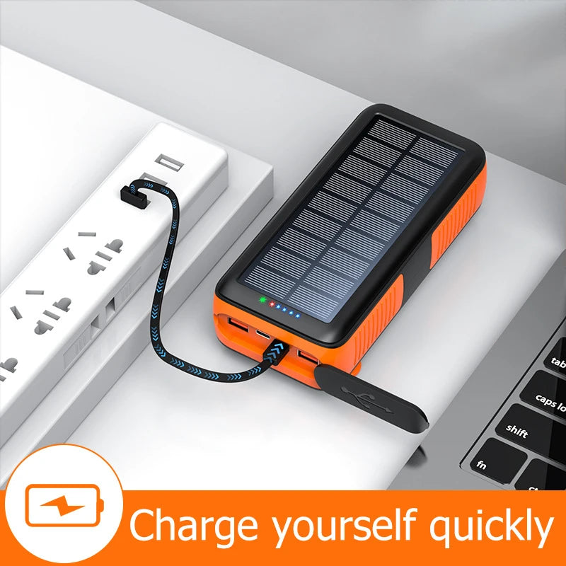 20000mAh Hand Crank Solar Power Bank | Waterproof Portable Charger