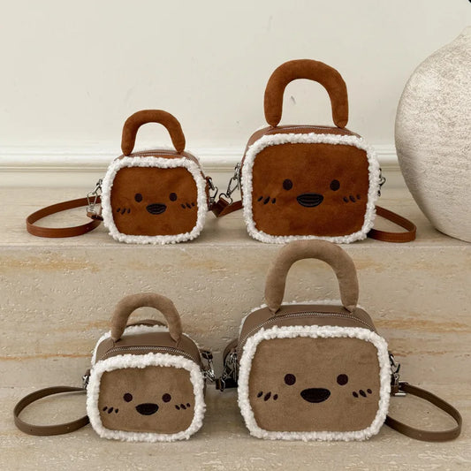 Adopable Bolso Cruzado de Oso de Peluche | Bandolera de Felpa de Cordero