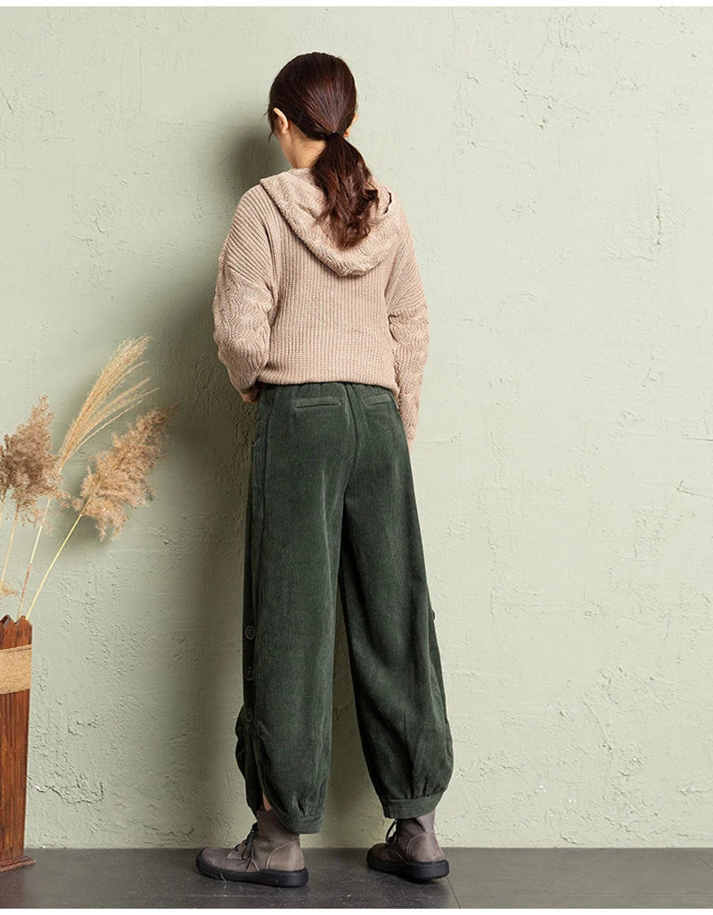 Women’s Warm Corduroy Harem Trousers | Casual Streetwear Pants 2026