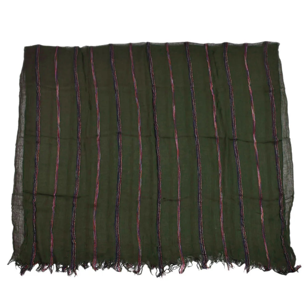 Cotton Linen Striped Men's Scarf | Warm Autumn Winter Accessories