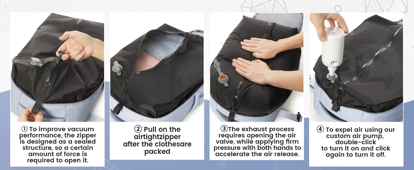 Lightweight Travel Vacuum Backpack - Airline Approved 40x29x15cm