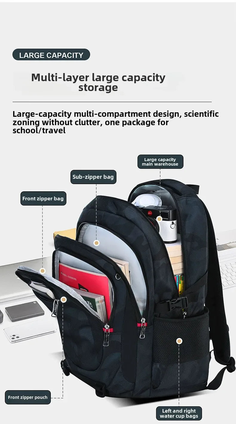 Camouflage School Backpack for Teens | Waterproof Student Bag