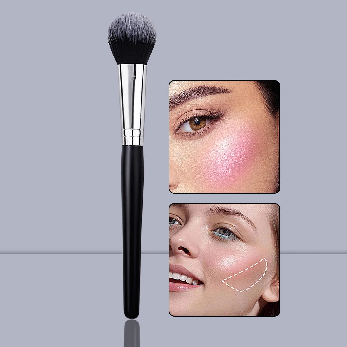 High-Quality Multifunctional Makeup Brush | Soft Wool Fiber Blush Loose Powder Contour Brush Wooden Handle 2026