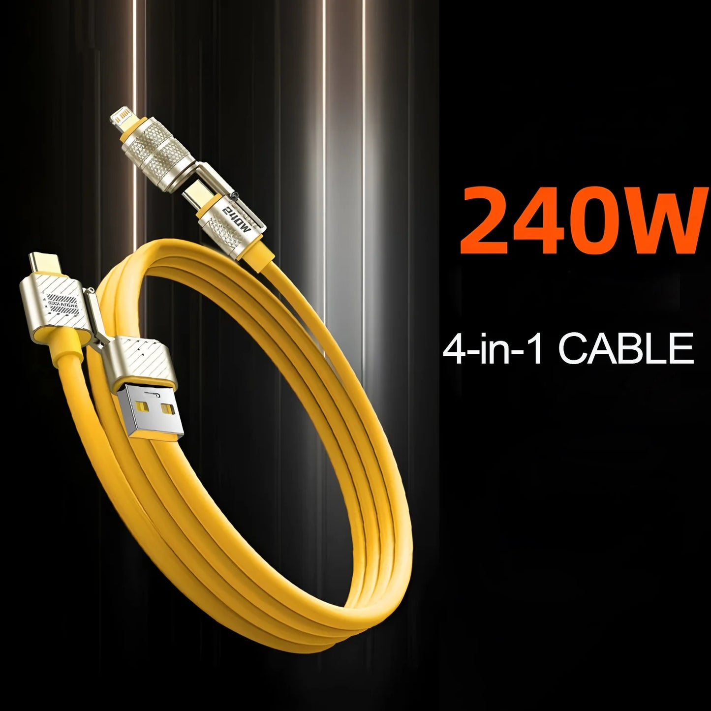 1PC 2PCS 240W USB-C 4IN1 Fast Charger Cable for iPhone Usb Type C Fast charging For iPhone Xiaomi PD 2-in-2 data cable USB Cable