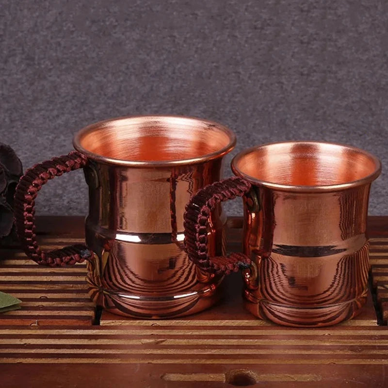 Handcrafted Pure Copper Beer Milk Mug Weave Handle Thickened Moscow Water Mule 400 ml Breakfast Cup Moscow Drinkware Tableware