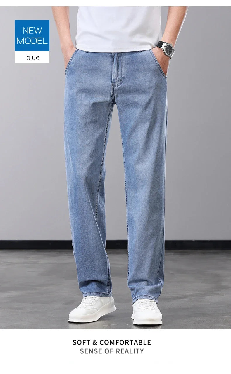 Men's Summer Thin Jeans | Soft Breathable Denim Casual Trousers