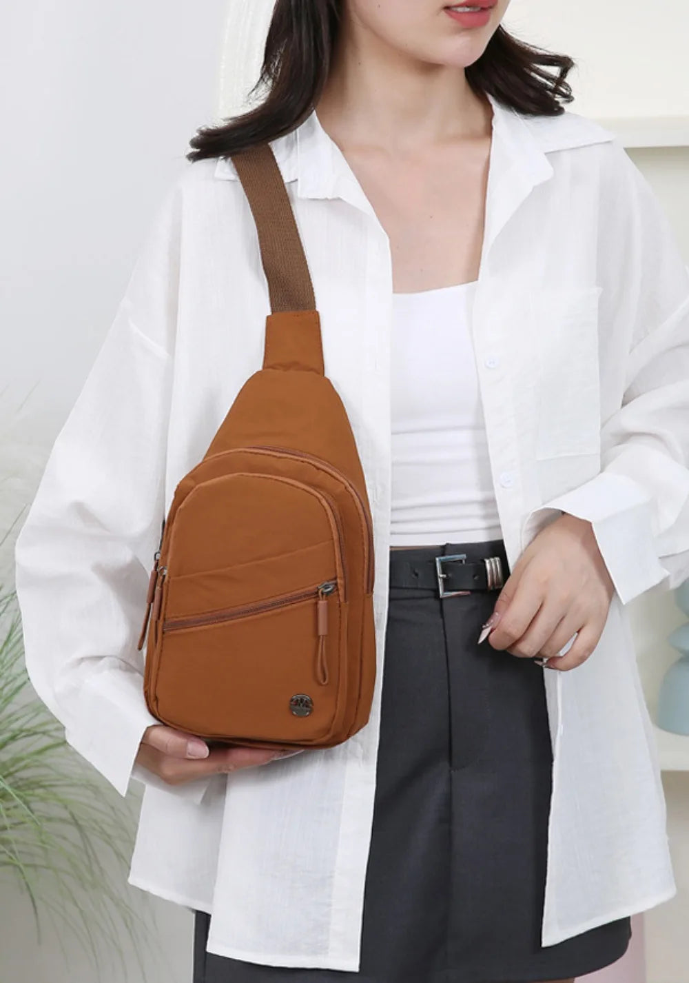 Spacious Waterproof Crossbody Bag | Lightweight Solid Color Messenger