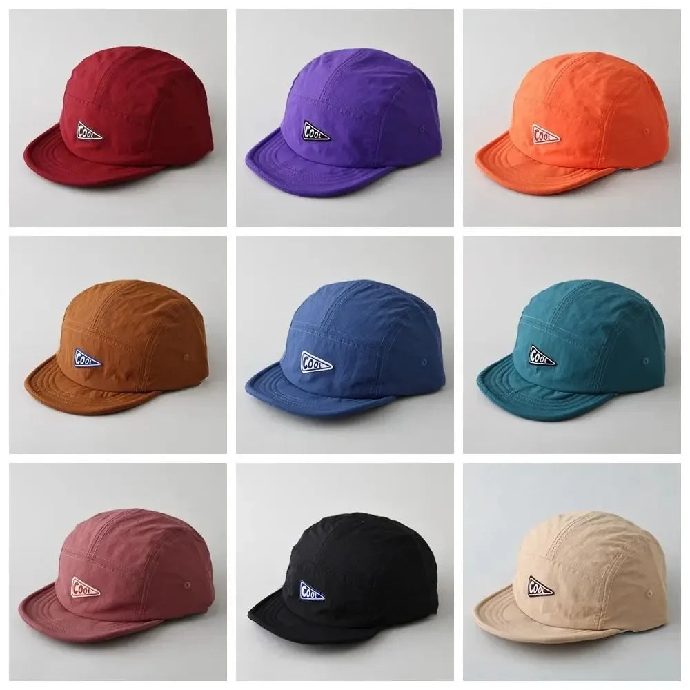 Unisex Vintage 5 Panel Embroidered Short Brim Cap | Quick Dry Hat