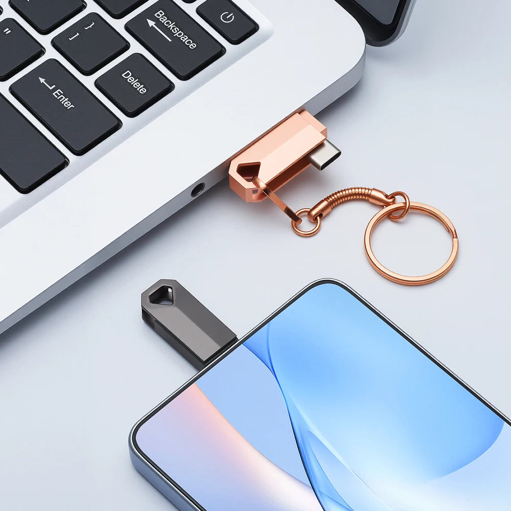 2-in-1 Mini Type C Metal USB Flash Drive | Creative Gift Options
