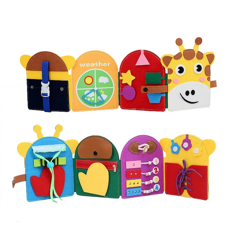 Montessori Giraffe Busy Board | 3D Felt Learning Toy for Kids