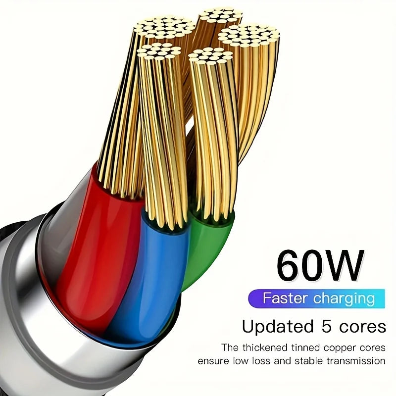 60W Quick Type C to Type C Fast Charging Data Cable