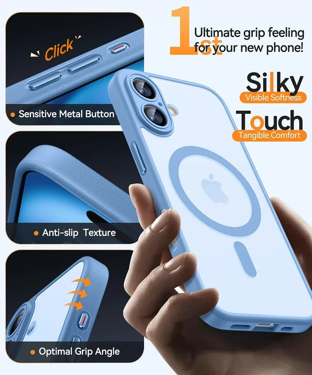 Shockproof Magnetic Matte Translucent Case for iPhone Models
