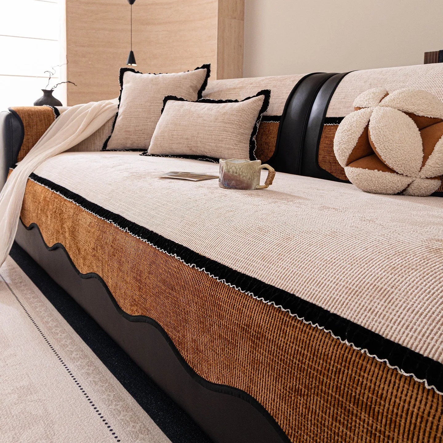 Textured Thick Chenille Sofa Cover | Anti-Slip for All Seasons