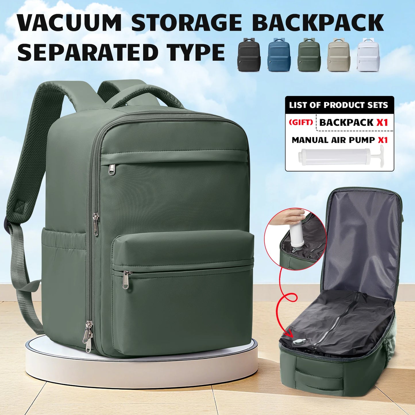 Vacuum Compression Backpack for Air Travel | Compact Cabin Bag