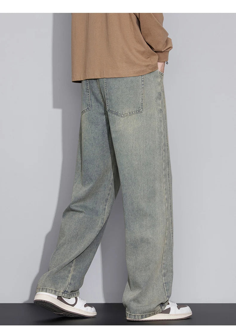 Men's Distressed Wide Leg Jeans | Casual Autumn Winter Style