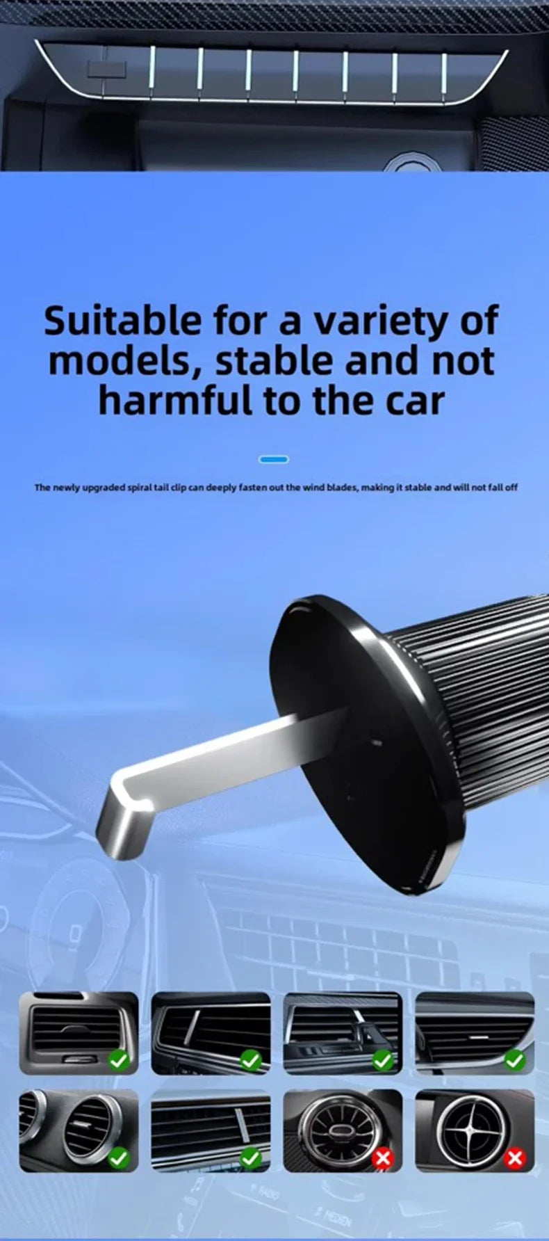 Wireless Car Charger with Fast Charge & Clamping Holder