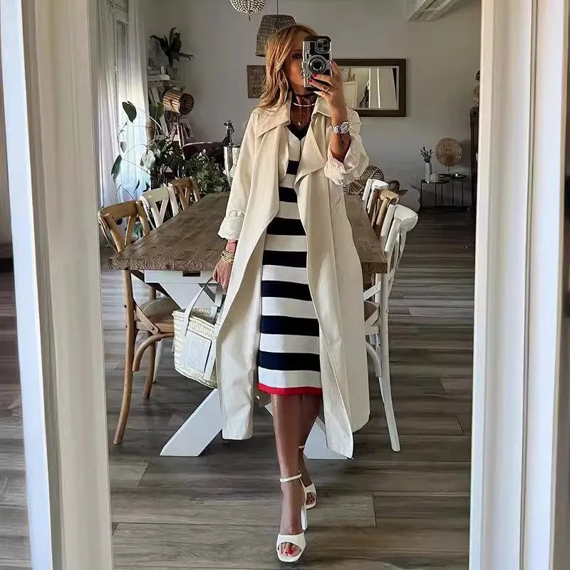Striped V-Neck Pullover Dress for Women | Casual Summer Style