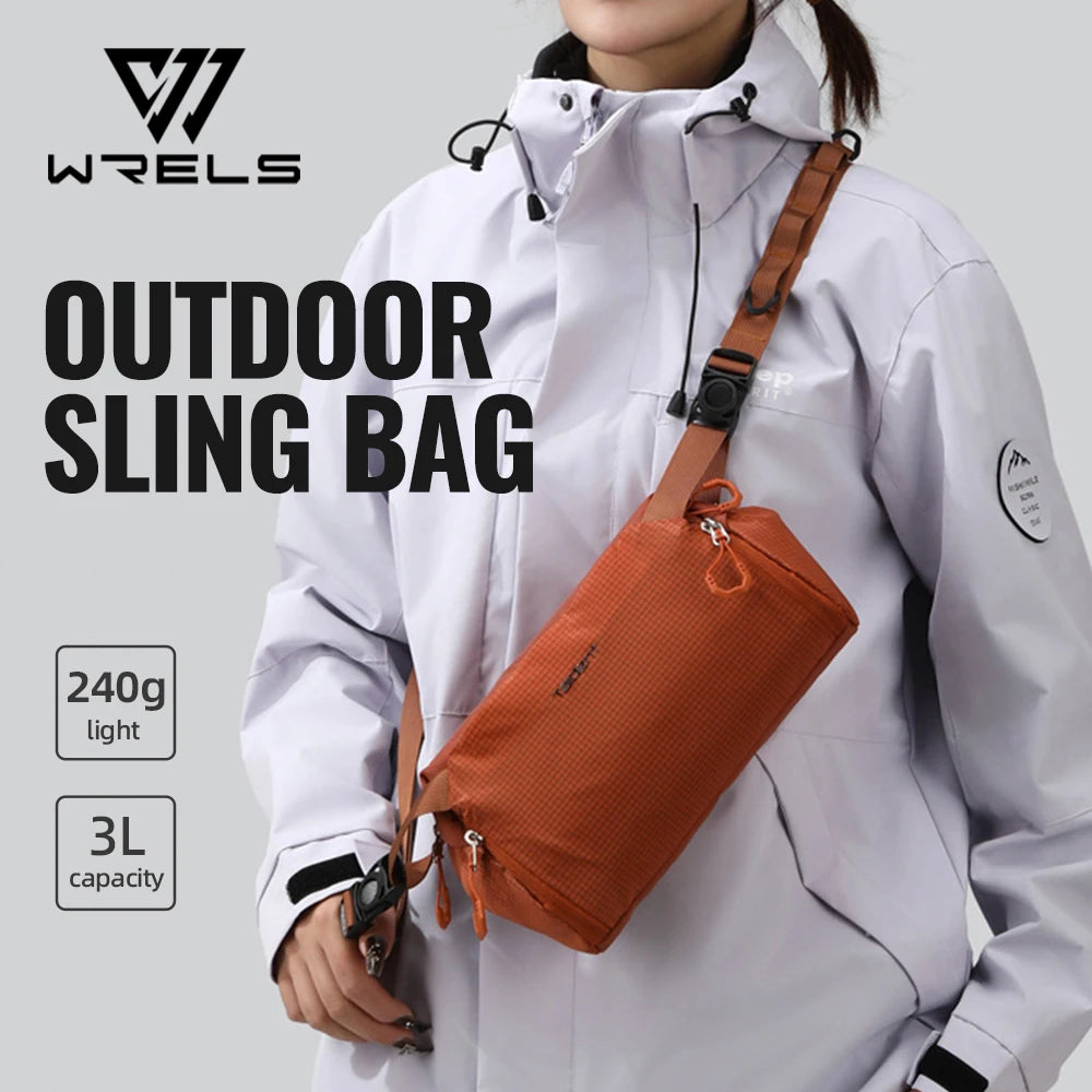 WRELS Unisex Large Capacity Sports Waist Bag Outdoor Hiking Waterproof Single-Shoulder Bag Large Capacity Sports Chest Bag