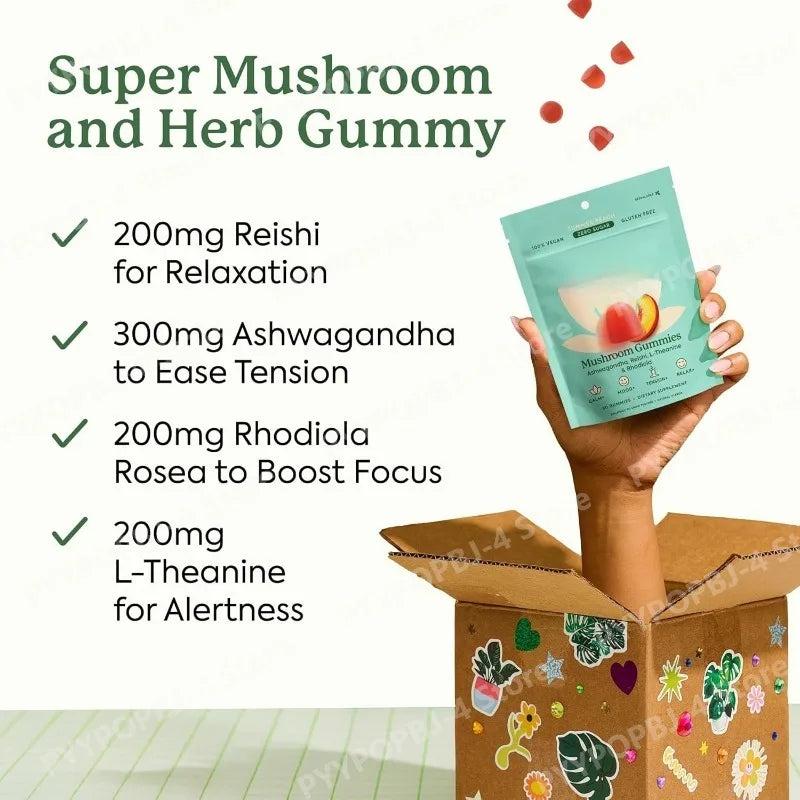 Natural Ashwagandha Mushroom Gummies | Stress Relief & Mood Boost