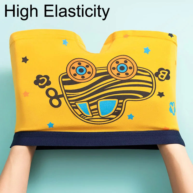 Boys Cotton Underwear | 4-Pack Cartoon Boxer Briefs for Kids