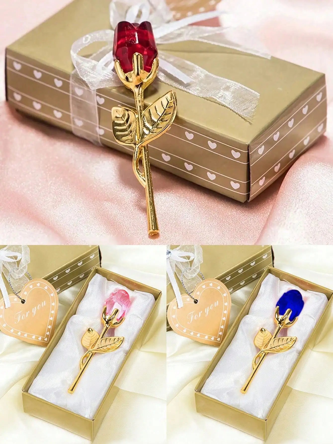 Artificial Glass Rose Crystal Flower | Elegant Party Gift