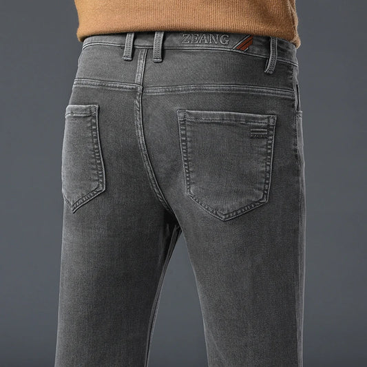 Men's Gray Jeans | Classic Straight Fit Casual Denim Trousers
