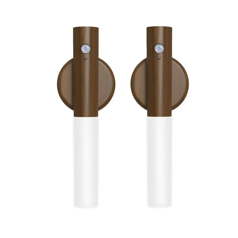 Luz nocturna LED recargable con sensor de movimiento | Elegante diseño de vetas de madera