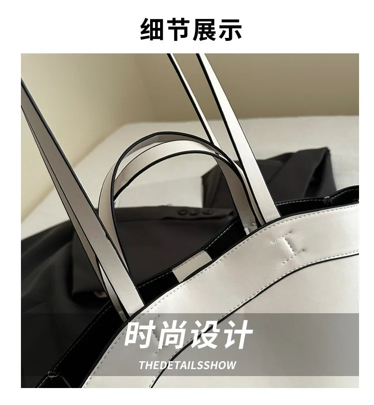 Trendy Women's Large Capacity PU Leather Tote & Crossbody Bag