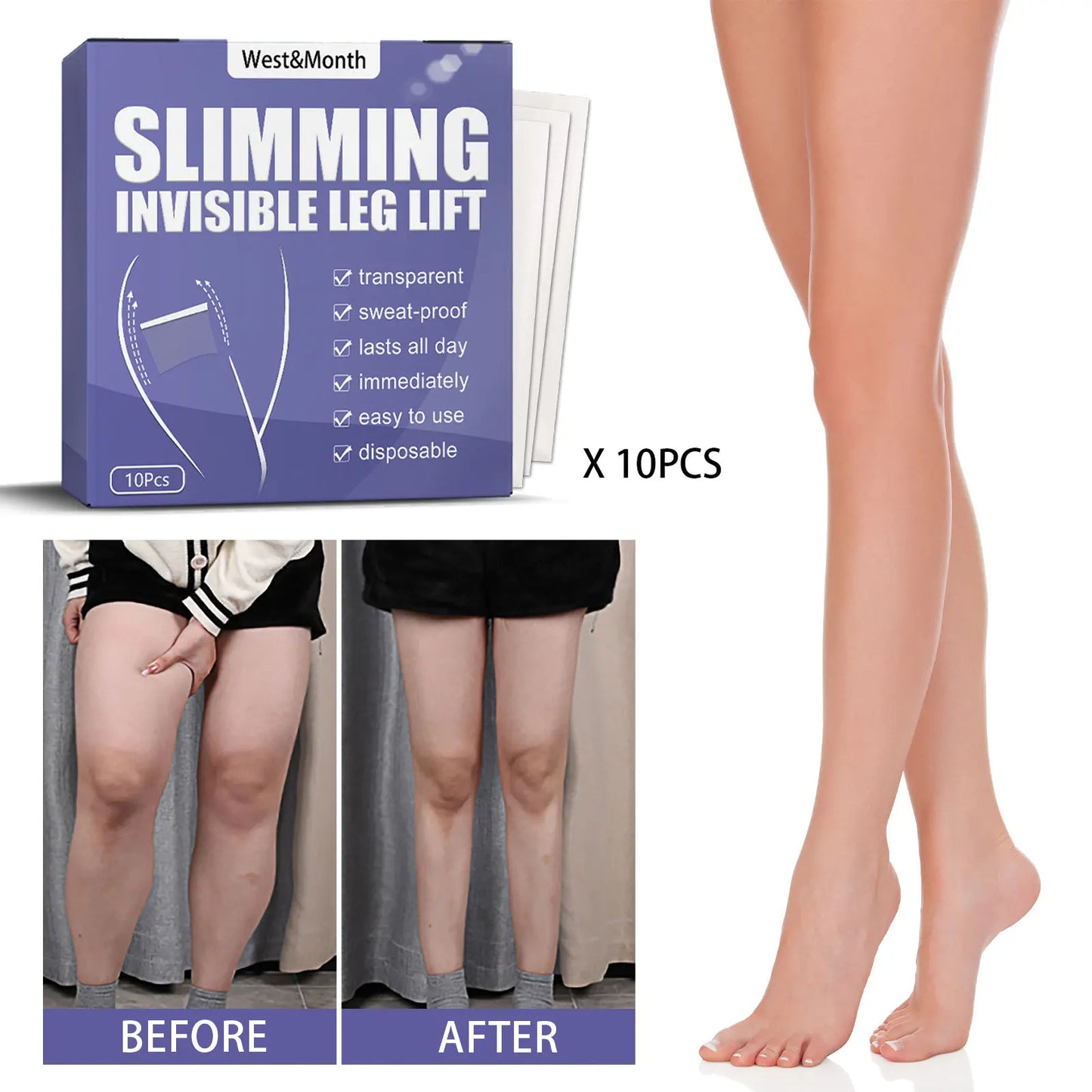 10Pcs Invisible Thin Leg Stickers | Ultimate Leg Lifting Patches