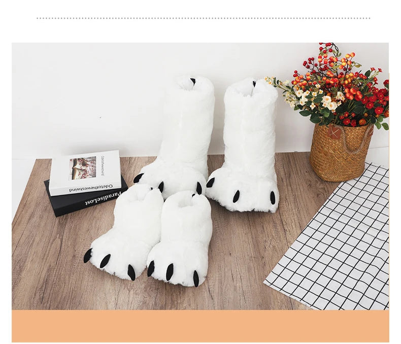 Cozy Bear Claw Plush Winter Slippers for Ultimate Comfort