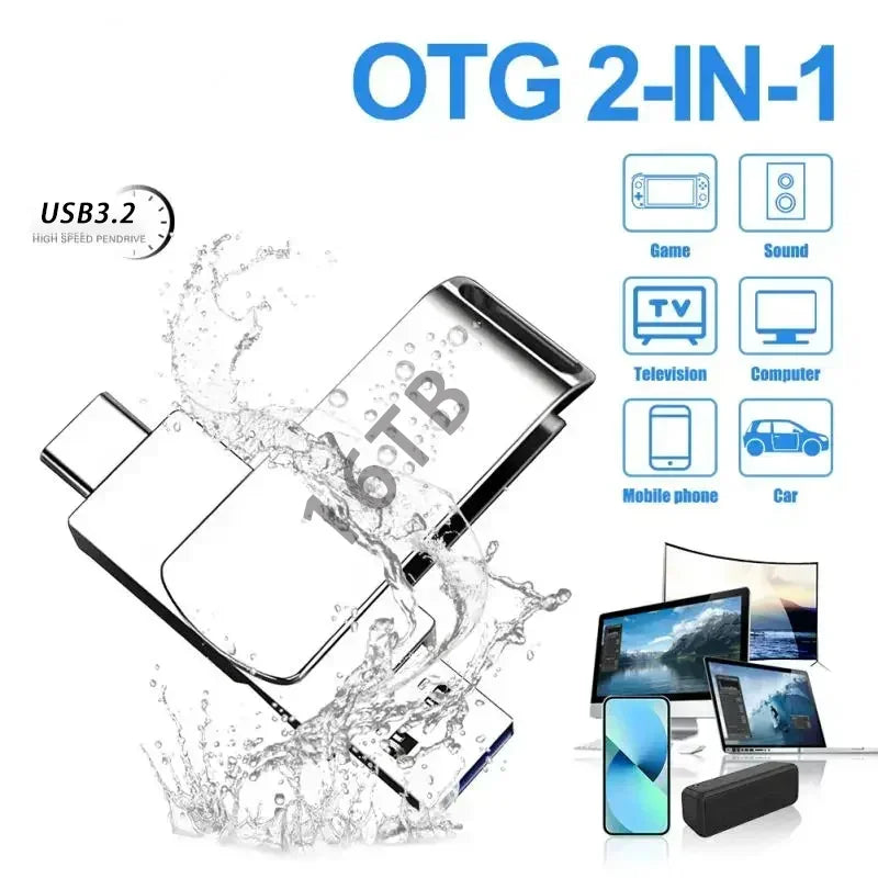 16TB USB 3.2 Flash Drive | Super High Speed Waterproof Stick
