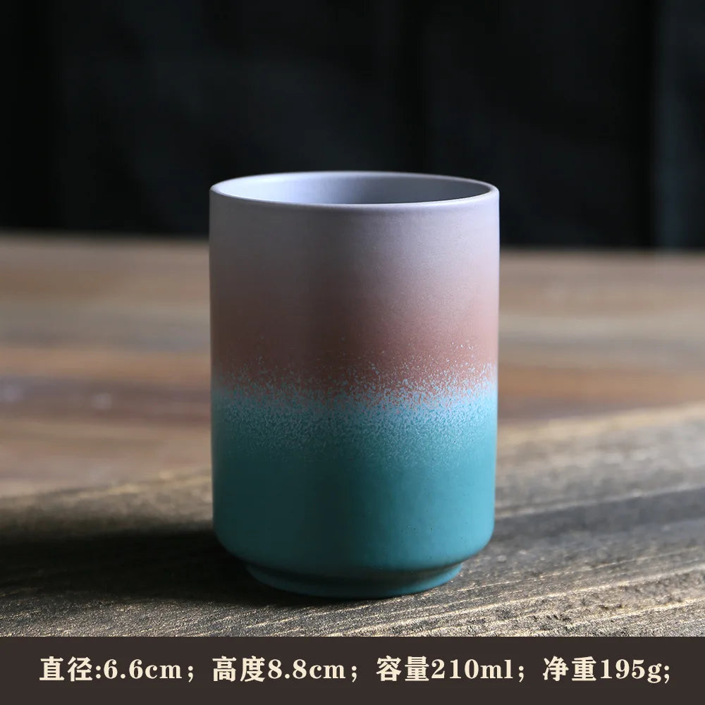 Tazas de café japonesas de gres con gradiente grande | Vajilla elegante