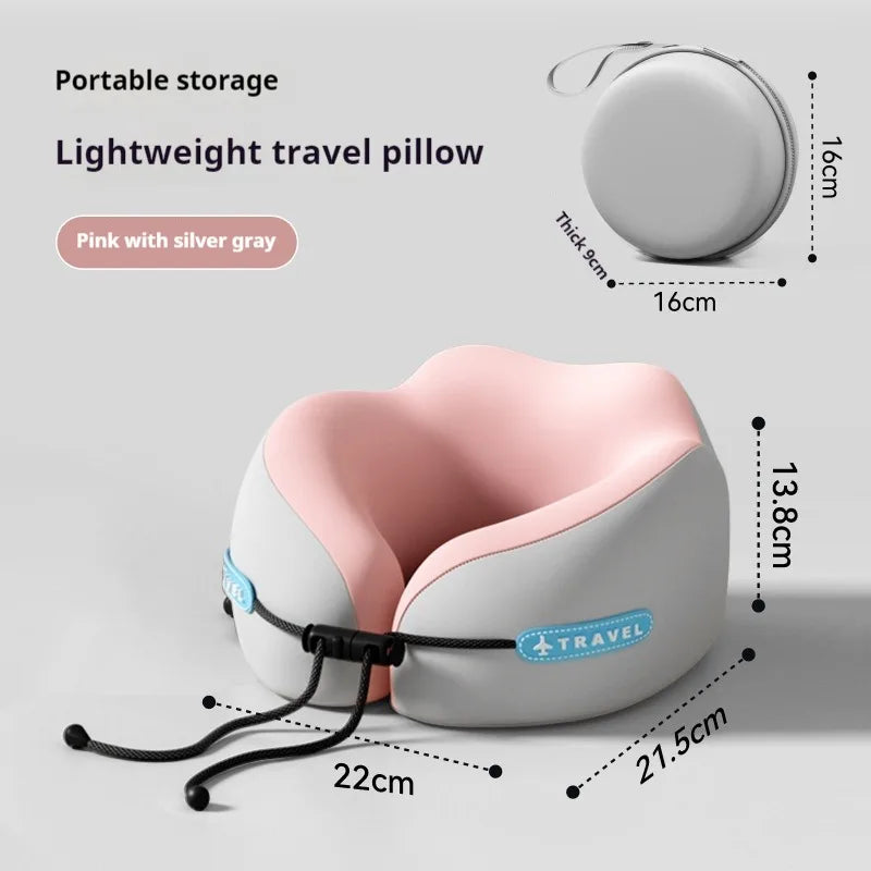 Portable Memory Foam Travel Neck Pillow — U-Shape Comfort Support Cushion for Airplane, Office & Home Rest