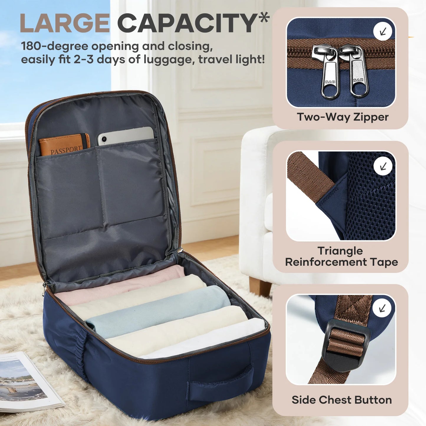 Mochila de Viaje de Gran Capacidad | Ideal como Equipaje de Mano para la Escuela y Viajes