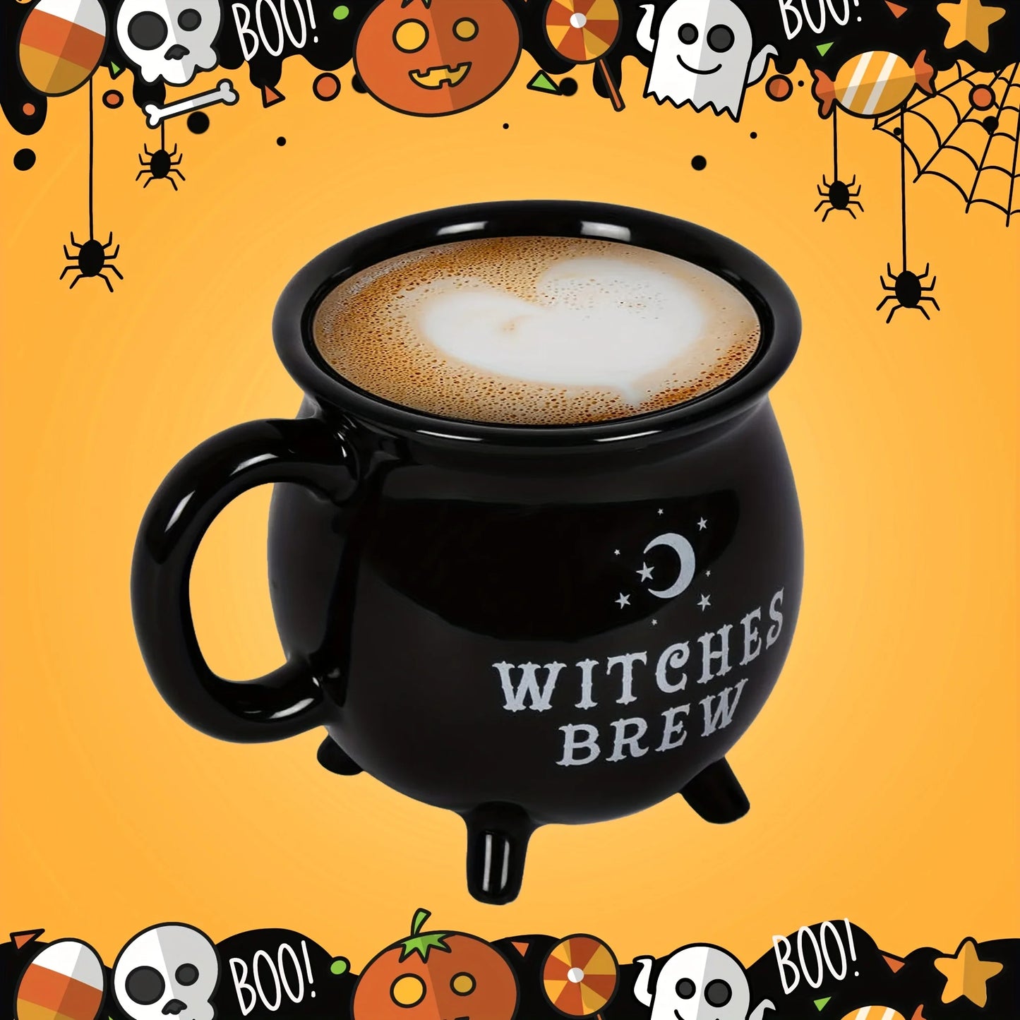 Witch Brew Coffee Mug | 350ml Black Cauldron Ceramic Cup